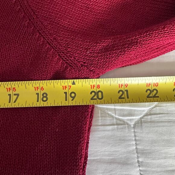 Peruvian Connection Red Textured Knit Sweater Scoop Neck Artisanal Minimalist - Picture 7 of 8